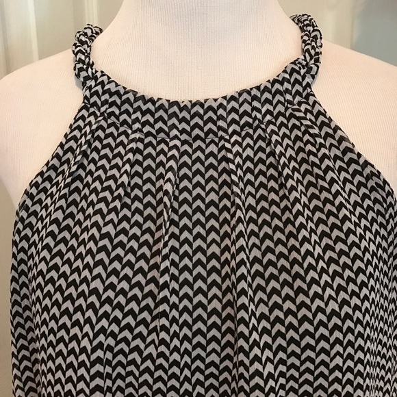 a.n.a. Braided strap black and white lined top - Picture 1 of 4